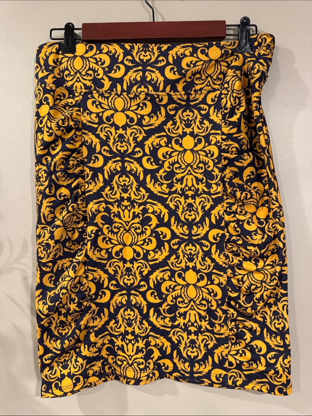 Navy & Yellow Patterned Women’s Swim Cover-Up Skirt